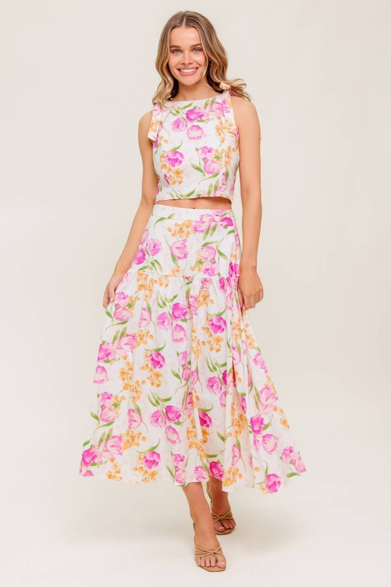 BOTANICAL BLISS WOVEN TOP AND SKIRT SET - Love Salve