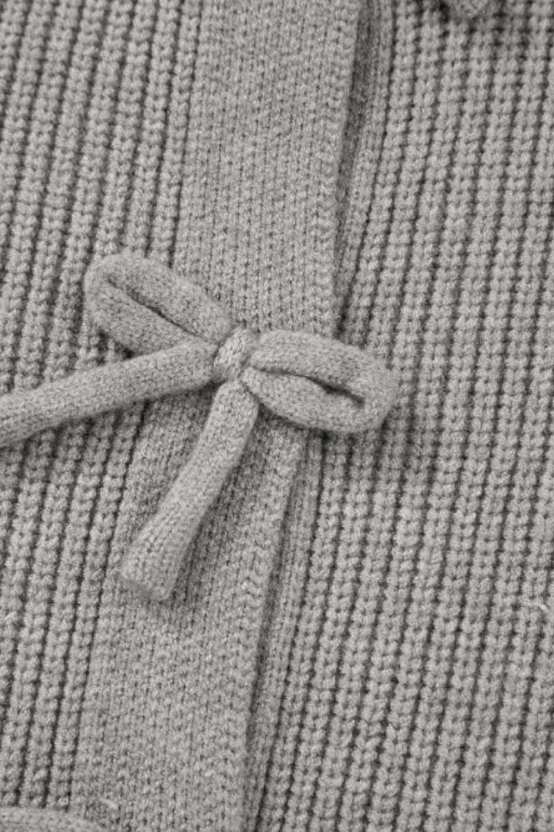 Bow Round Neck Long Sleeve Cardigan - Love Salve