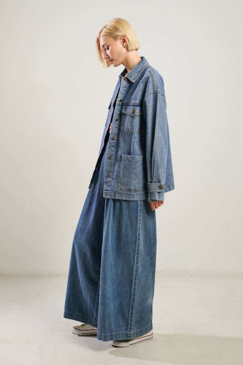 BREATHTAKING CHARM DENIM MIDI JACKET - Love Salve