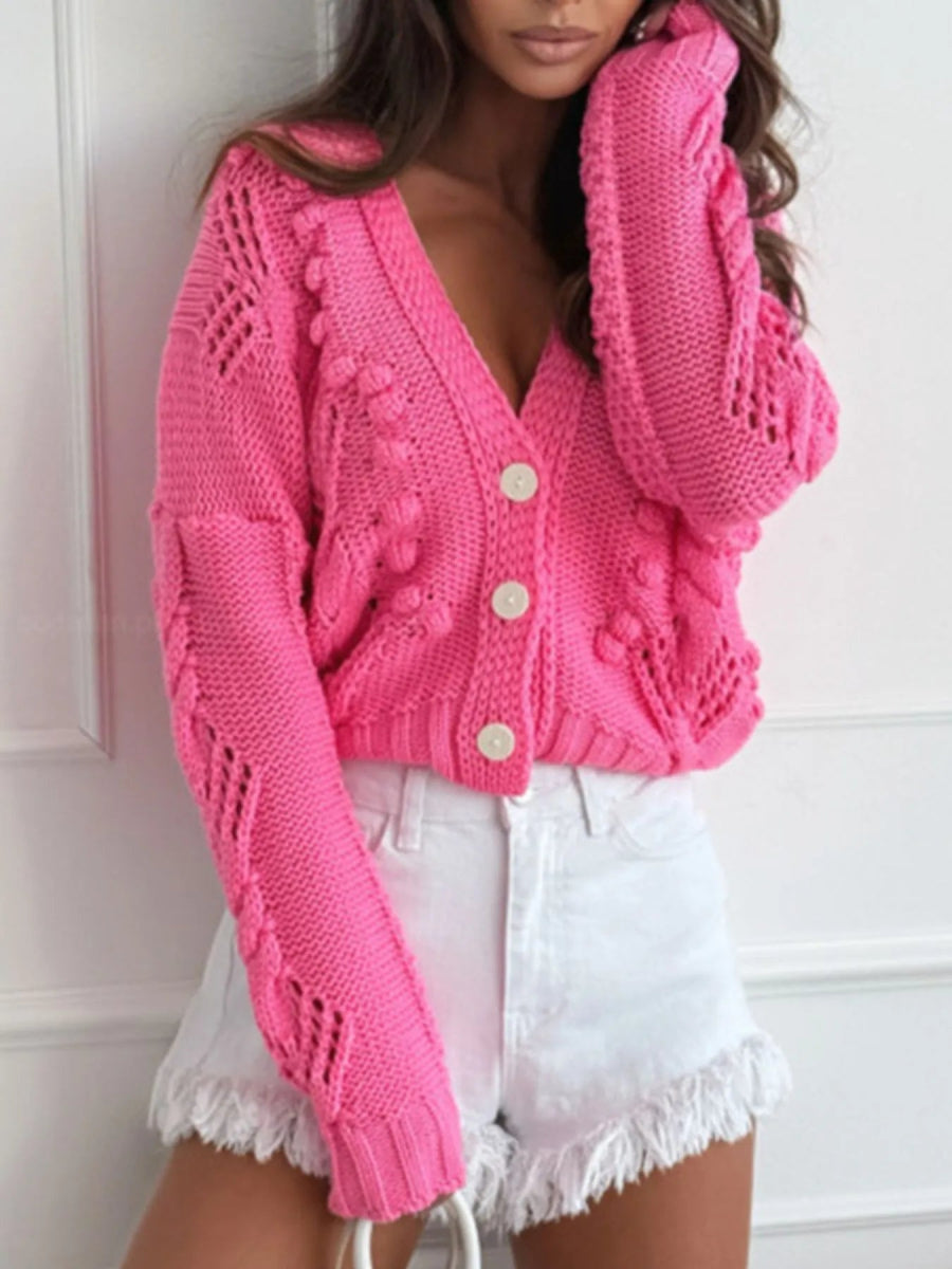 Button Up V - Neck Cardigan - Love Salve