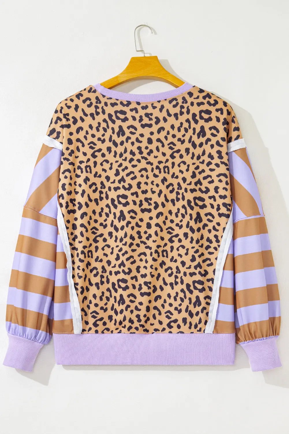 Premium Purple Leopard Striped Patchwork Plus Size Loose Sweatshirt Dear-Lover Dropshipping