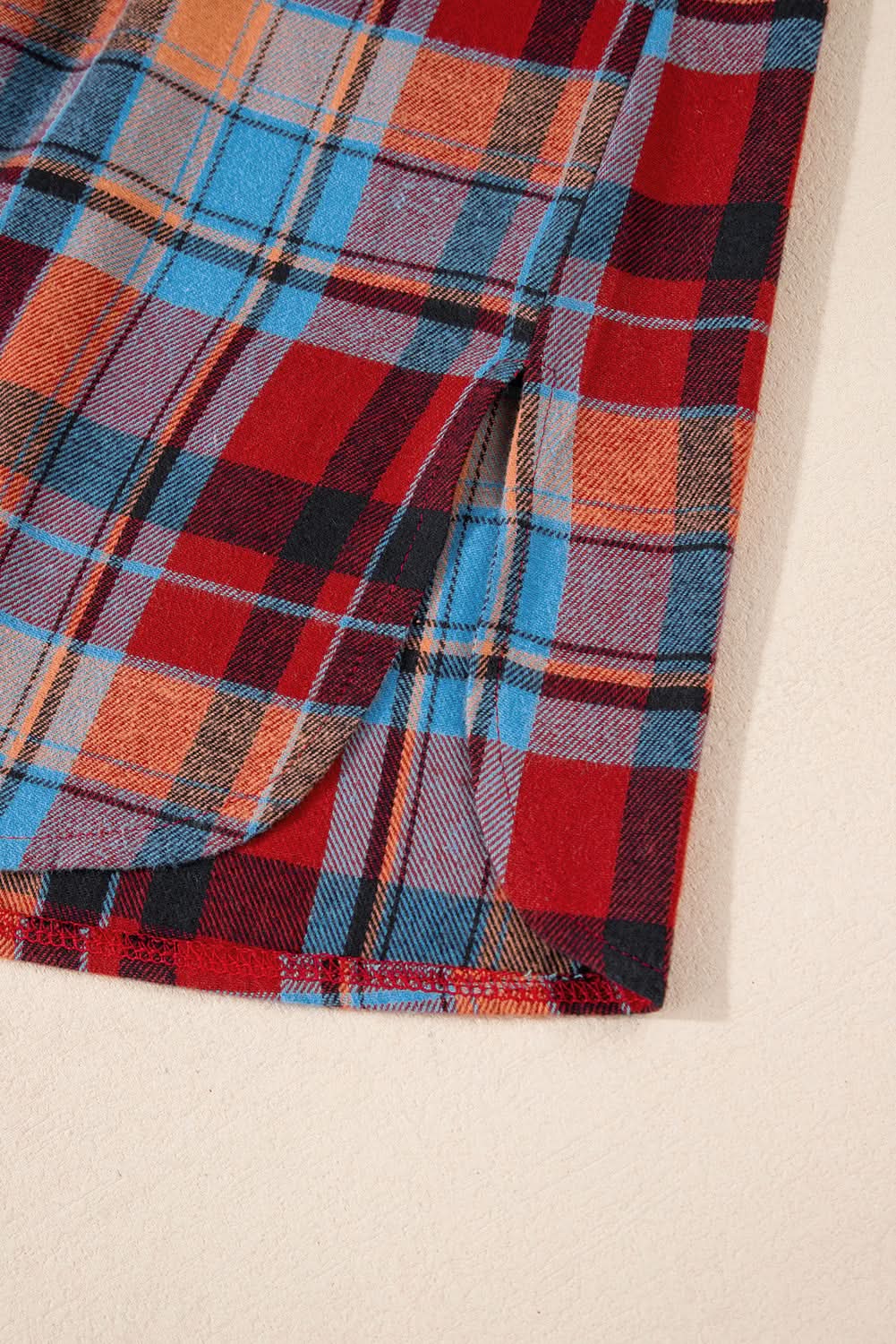 Red plaid plus size button-up shirt - Love Salve