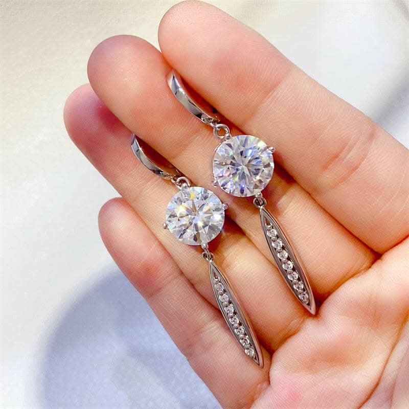 10 Carat Moissanite 925 Sterling Silver Earrings.