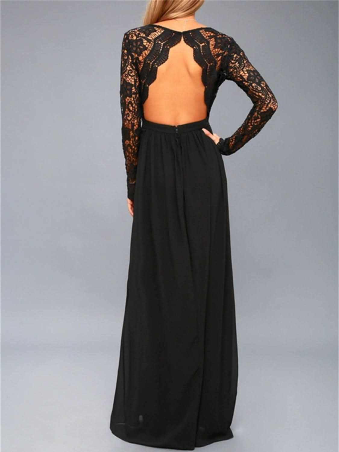 Lace backless maxi dress for elegance - Love Salve