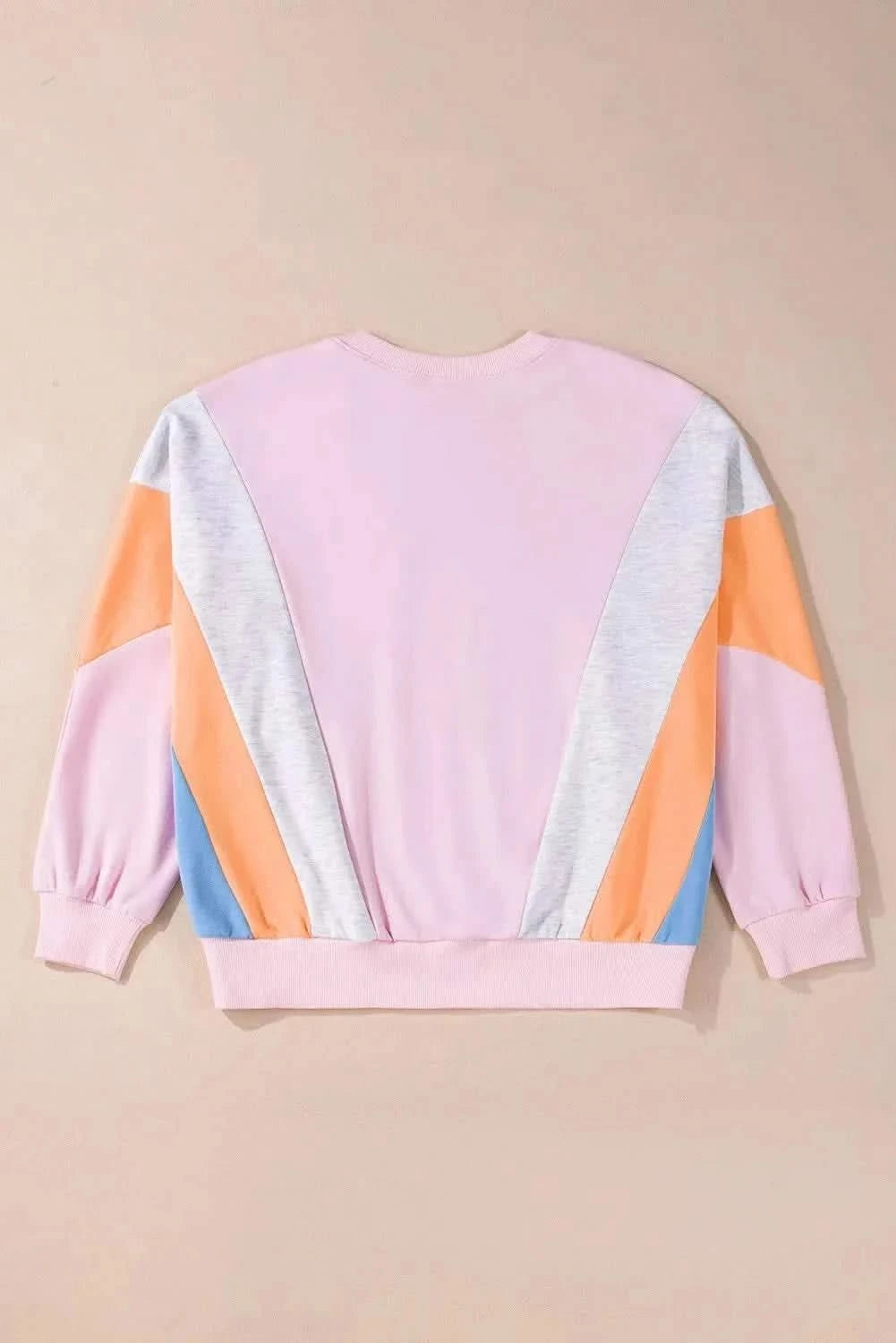 Color Block Round Neck Long Sleeve Sweatshirt - Love Salve