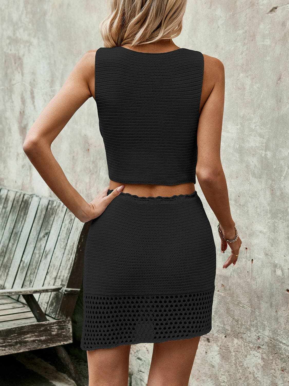 Chic sleeveless top & drawstring skirt set - Love Salve