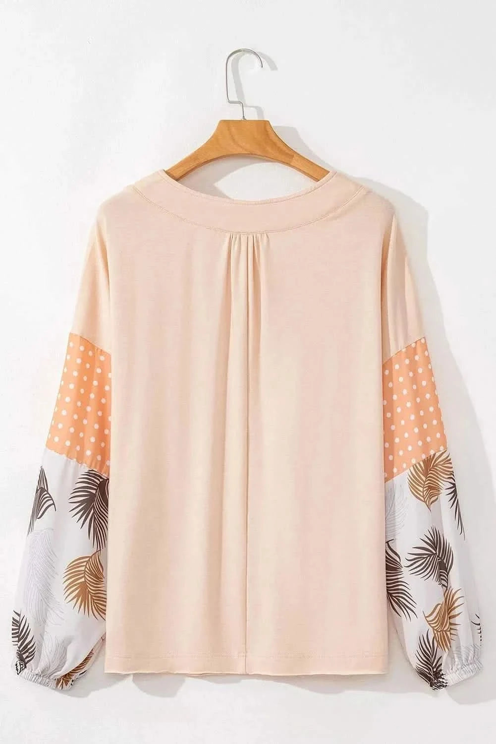 Printed V-Neck Long Sleeve Blouse - Love Salve