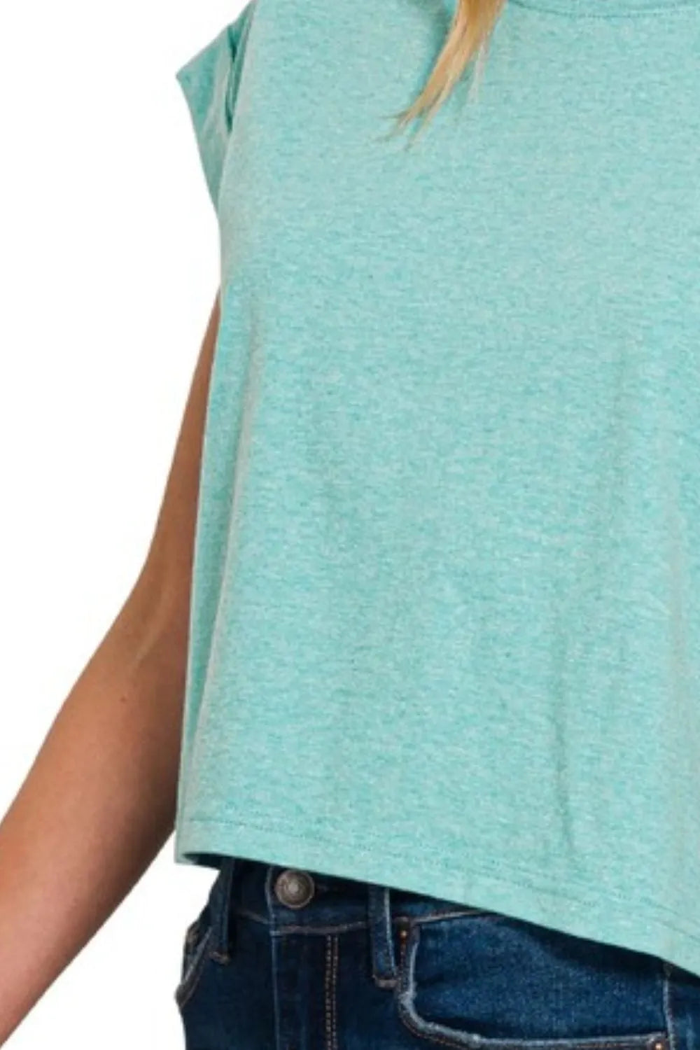 Zenana Rolled Sleeve Crop T-Shirt - Love Salve