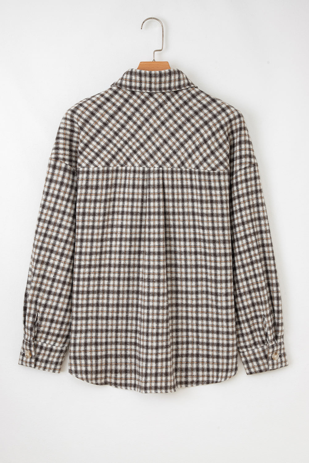 Casual Corduroy Shacket Patchwork Plaid With Flap Pockets