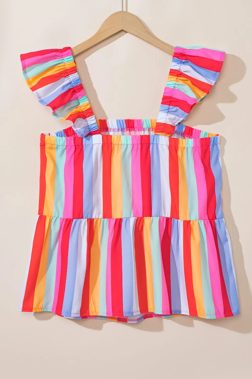 Stripe Ruffled Straps Babydoll Cami