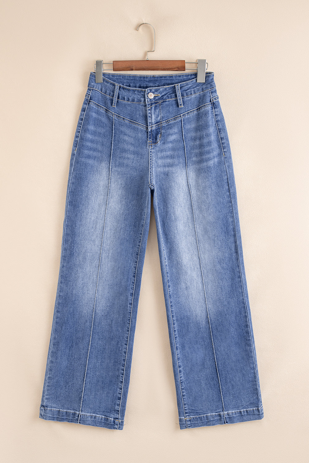 Beau Blue Tailored Center Seam Straight Loose Highrise Jeans