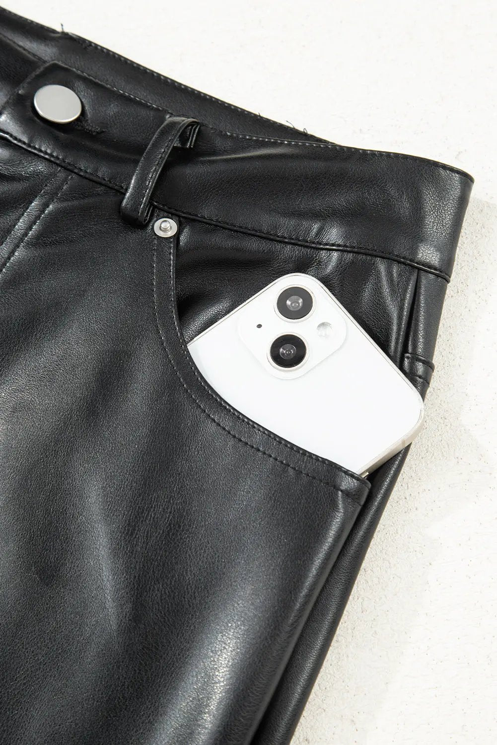 Black Faux Leather Side Slit Maxi Skirt For Evening Wear Dear-Lover Dropshipping