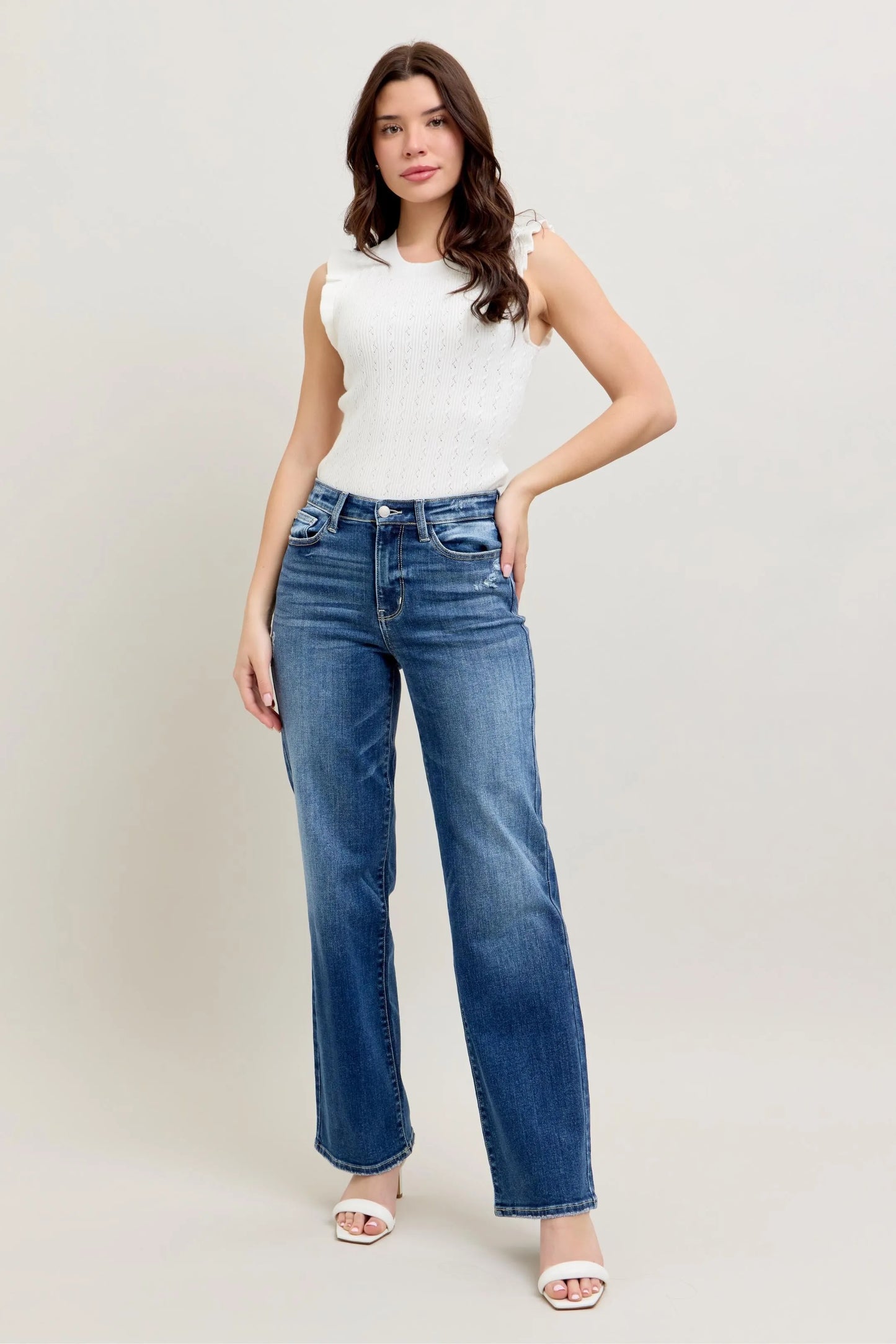 Judy Blue Plus Size High Waist 90s Straight Leg Jeans - Love Salve