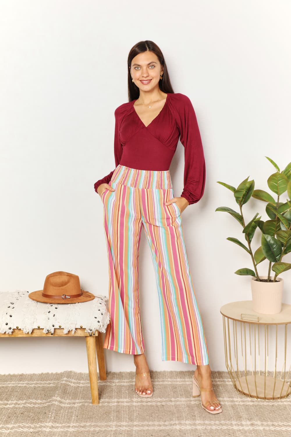 Double Take: Striped Smocked Pants