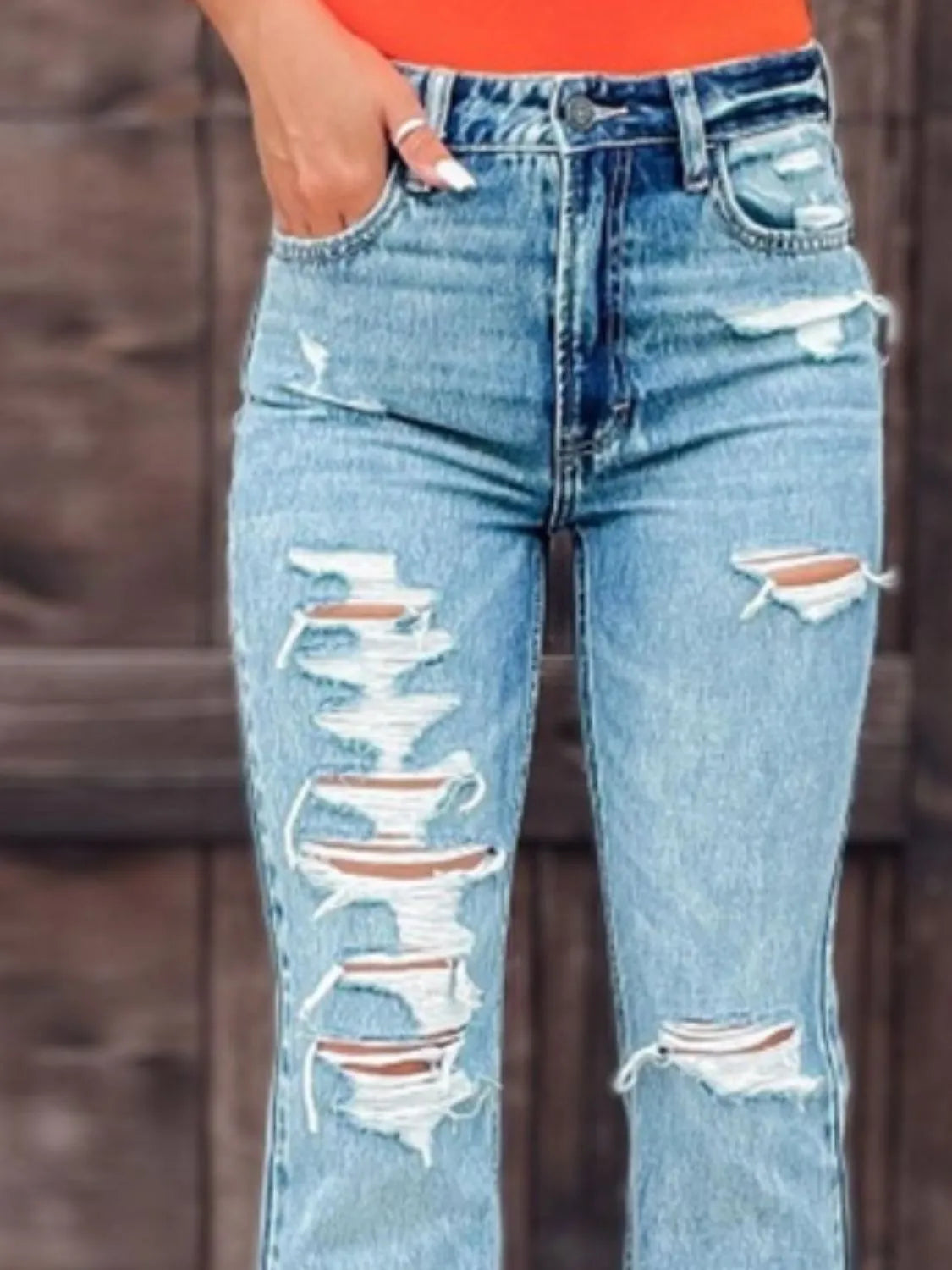 Max Slit Distressed Bootcut Jeans – Small to 2XL