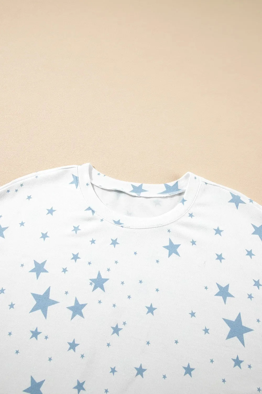 Stars Print Drop Shoulder Oversized T Shirt with Slits