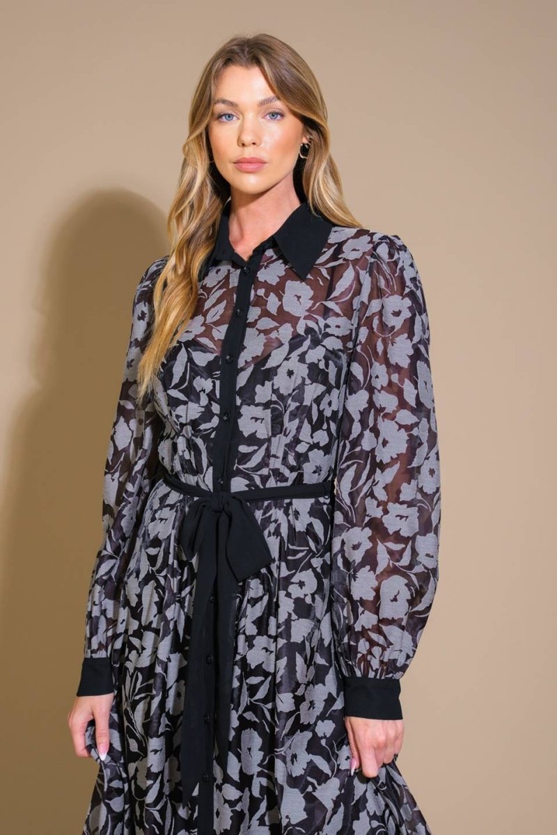 CAPTIVATING ALWAYS JACQUARD MIDI DRESS - Love Salve