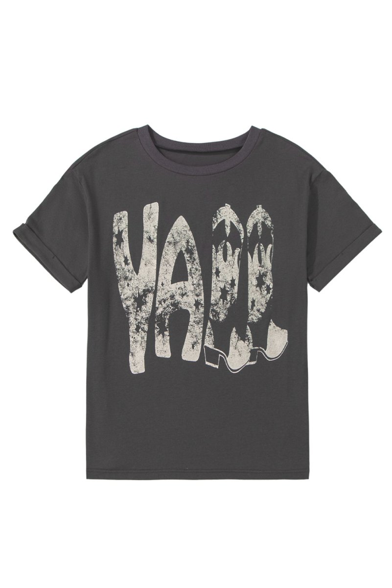 Carbon Grey Vintage Yall Cowboy Boots Graphic Tee Shirt - Love Salve