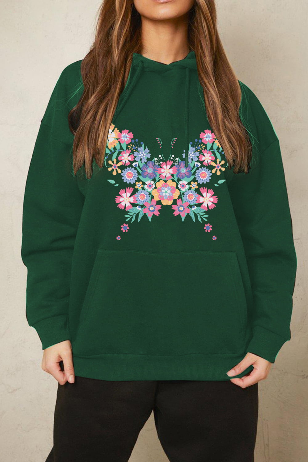 Simply Love Floral Butterfly Hoodie