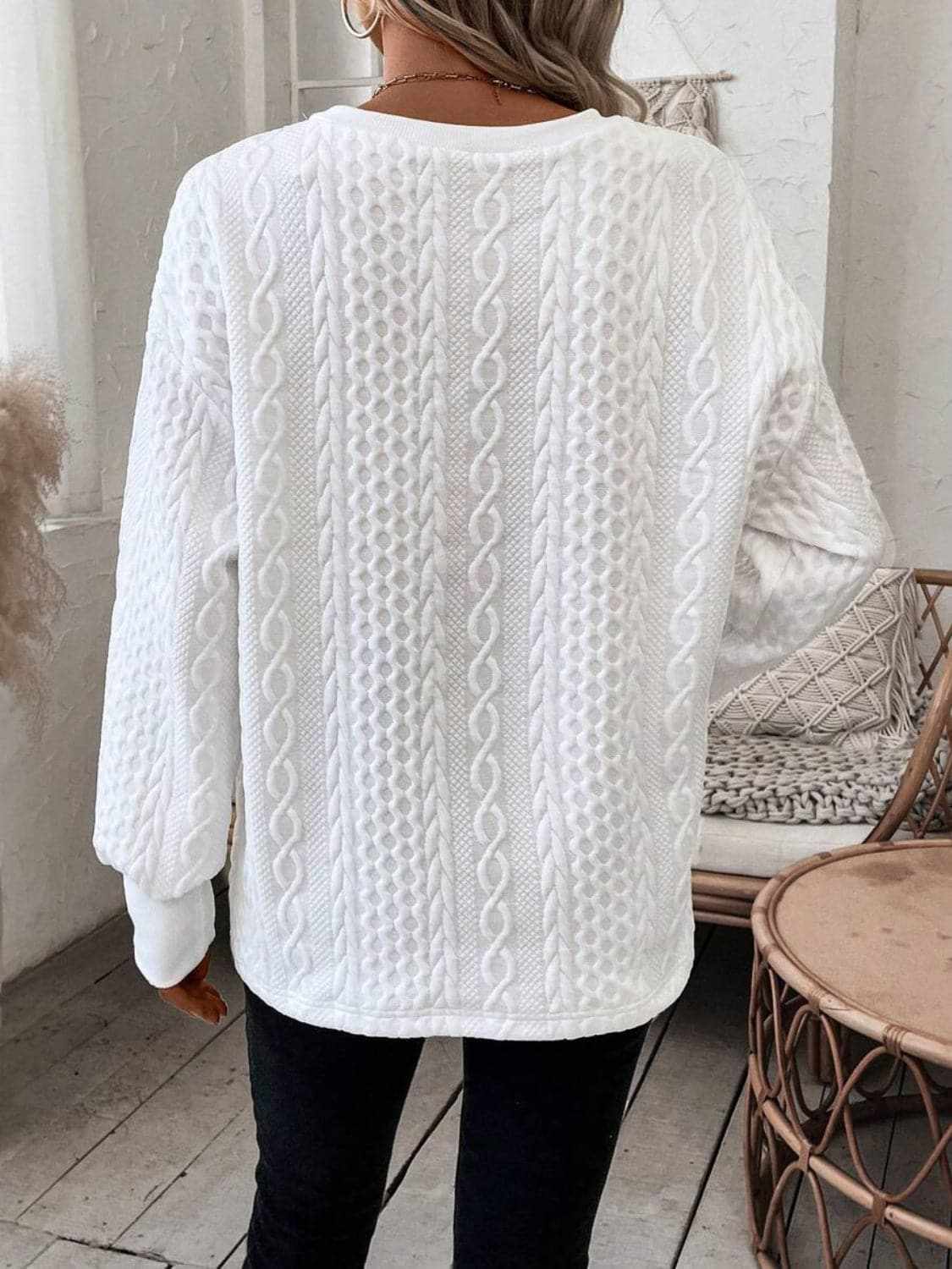 Casual V-neck long sleeve top - Love Salve