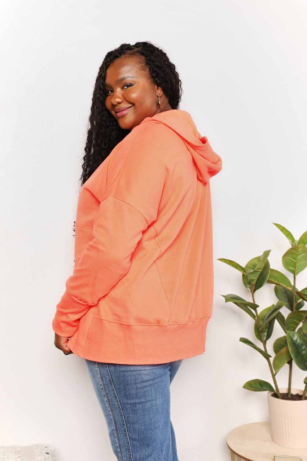 Chic quarter-snap hoodie for women - Love Salve