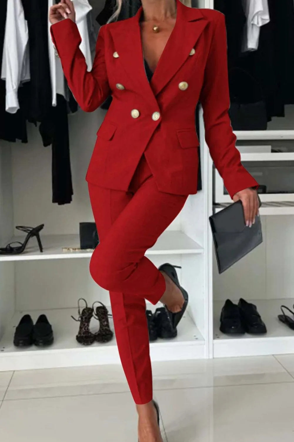 Power Play Double-Breasted Blazer & Tailored Pants Set – Sizes S to 3XL