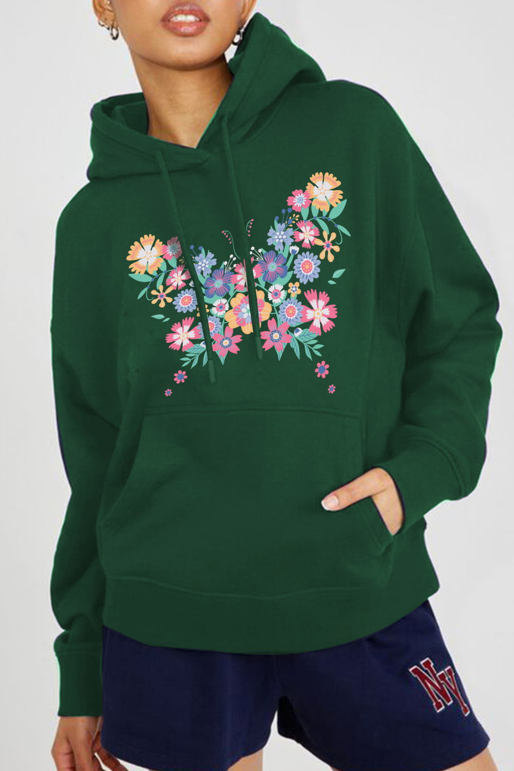 Simply Love Floral Butterfly Hoodie