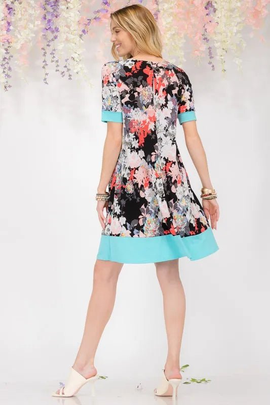 Celeste Full Size Floral Surplice Dress with Pockets Plus Size - Love Salve