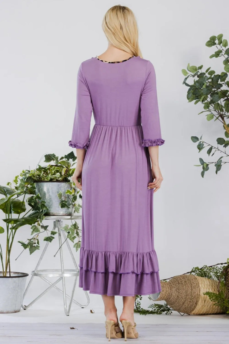 Celeste Full Size Layered Ruffle Hem Dress with Pockets - Love Salve