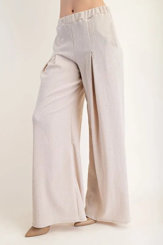 Celeste Textured Wide - Leg Pants with Pockets for Women - Love Salve