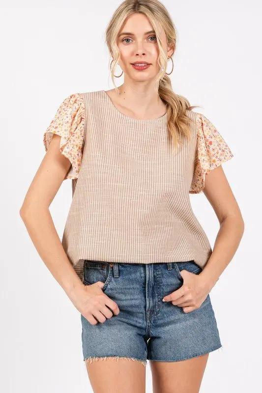 Ces Femme Round Neck Floral Short Sleeve Top for Women - Love Salve
