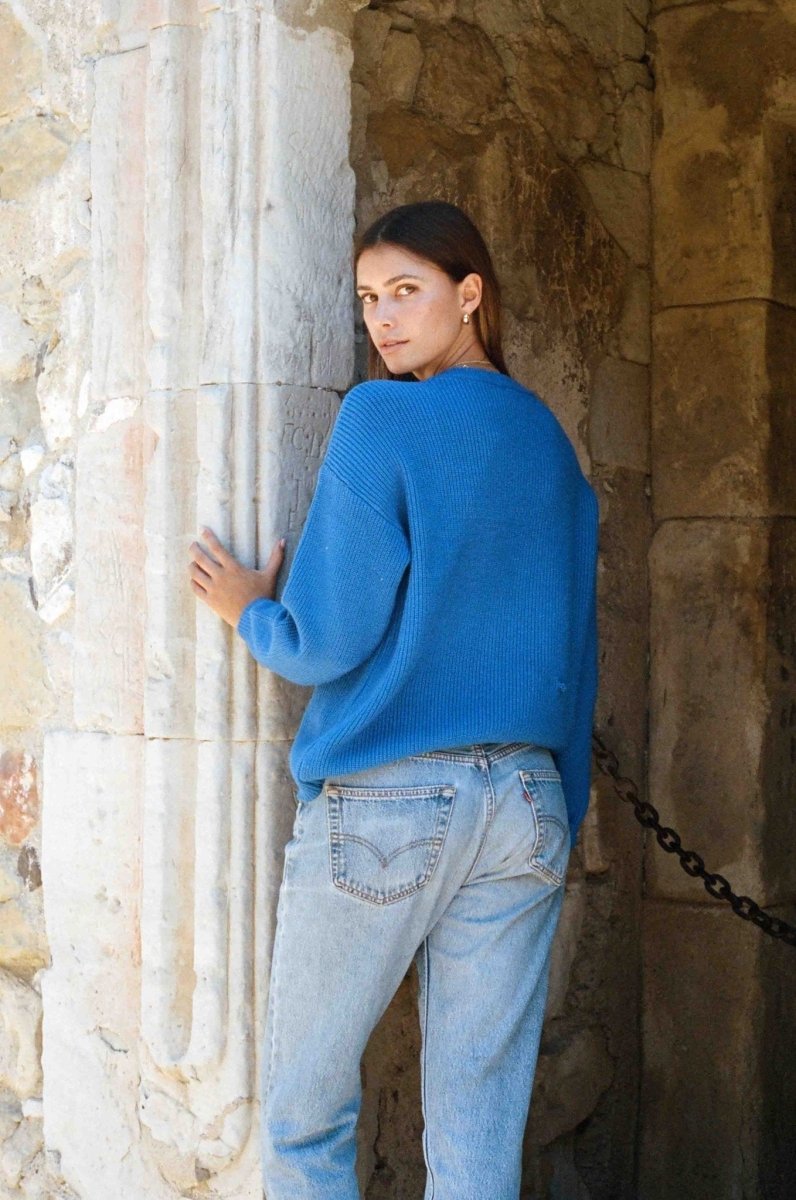 Charles Sweater - Commodore Blue Cozy Soft Fit Sweater - Love Salve