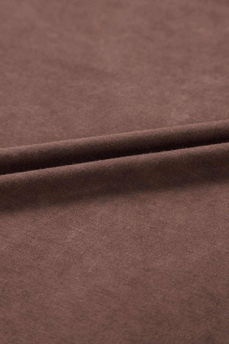 Chestnut Criss Cross V Neck Casual Tee with Unique Mineral Wash - Love Salve