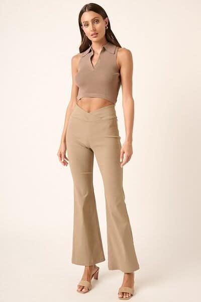 Chic Flare Pants with Surplice V-Waist Design - Love Salve