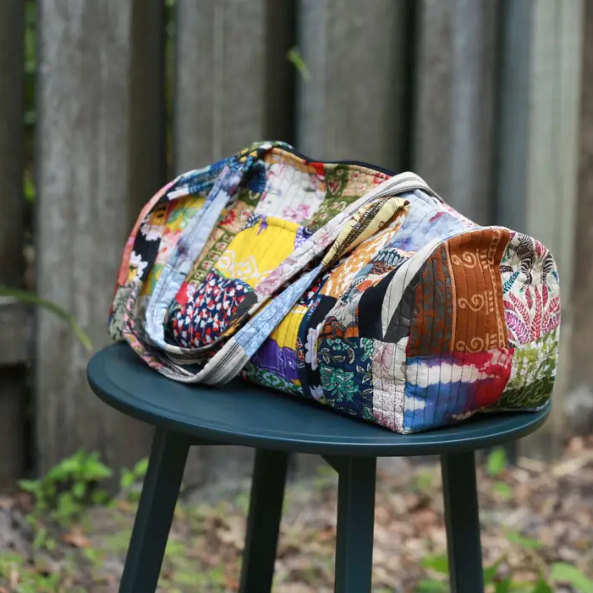 Patchwork Quilted Duffle Bag Made From Recycled Fabrics One Of A Kind Bohemian Travel And Gym Bag Darn Good Yarn