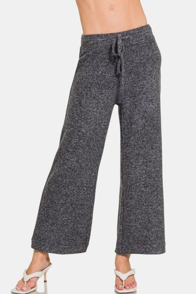 Cropped Hacci Lounge Pants with Drawstring Waist - Love Salve