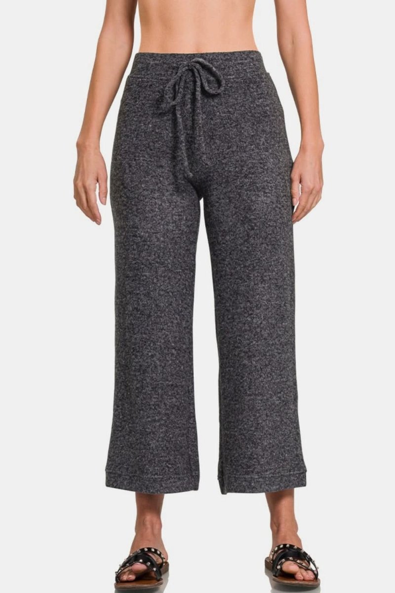 Cropped Hacci Lounge Pants with Drawstring Waist - Love Salve