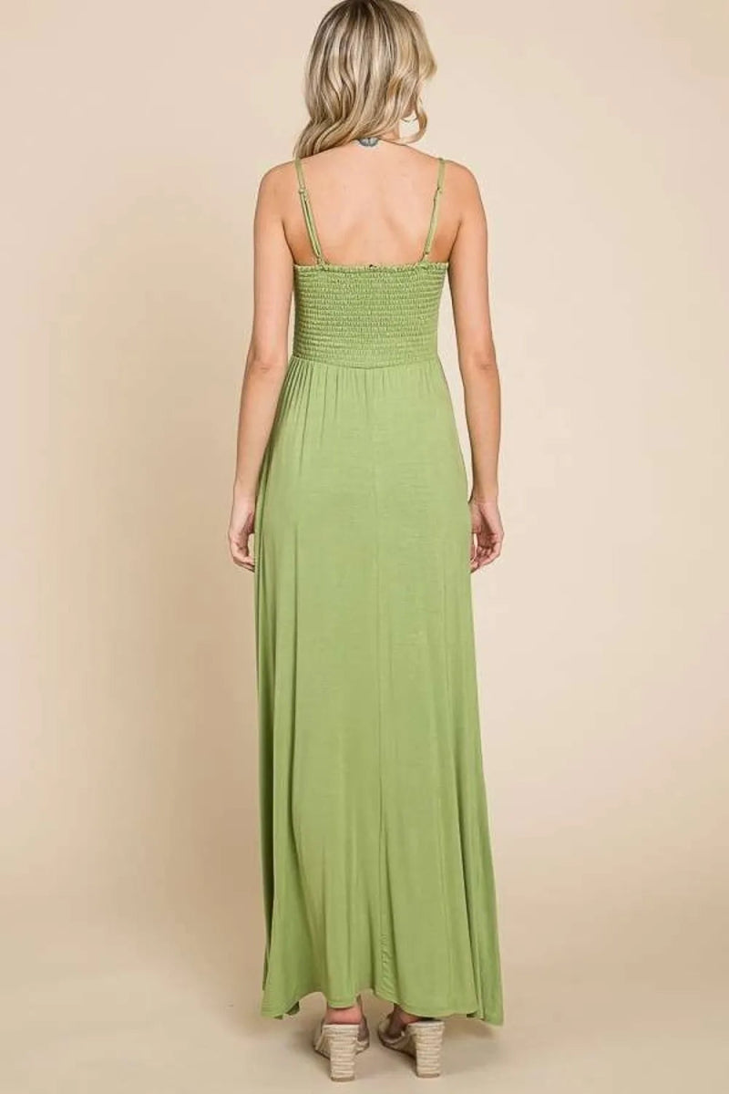 Culture Code Full Size Smocked Cami Maxi Dress with Pockets - Love Salve