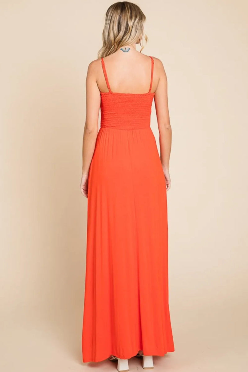 Culture Code Full Size Smocked Cami Maxi Dress with Pockets - Love Salve