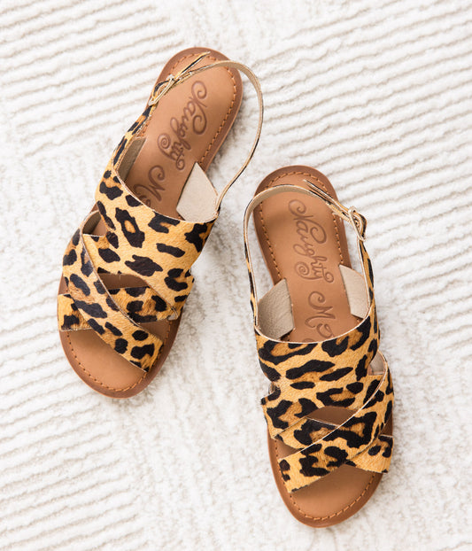 Cup of Tea Leopard Sandals Hair on Hide Buckle Strap Naughty Monkey