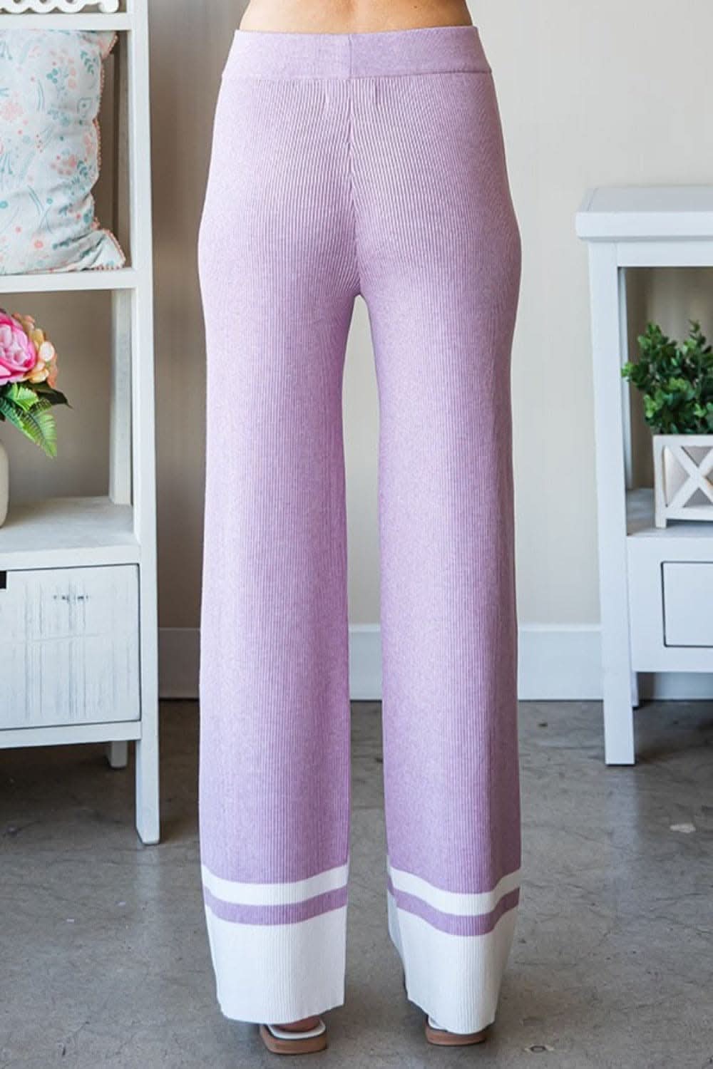 First Love Contrast Ribbed Knit Pants - Love Salve