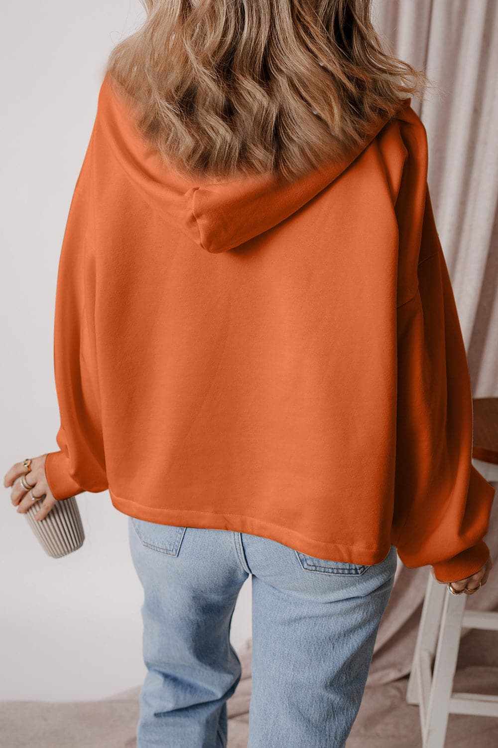 Casual half zip hoodie with pockets - Love Salve