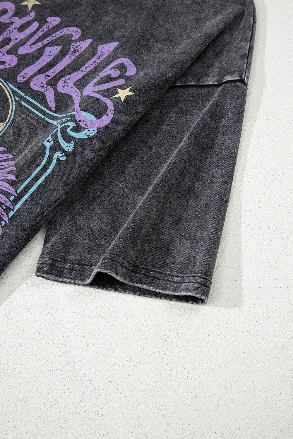 Black Vintage Nashville Tennessee Graphic Mineral Washed Tee