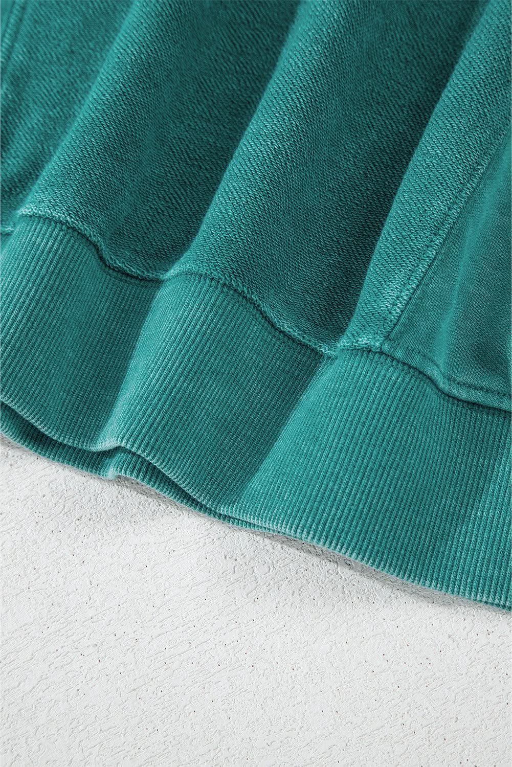 Skobeloff Solid Color Notched Neck Drop Shoulder Sweatshirt - Love Salve