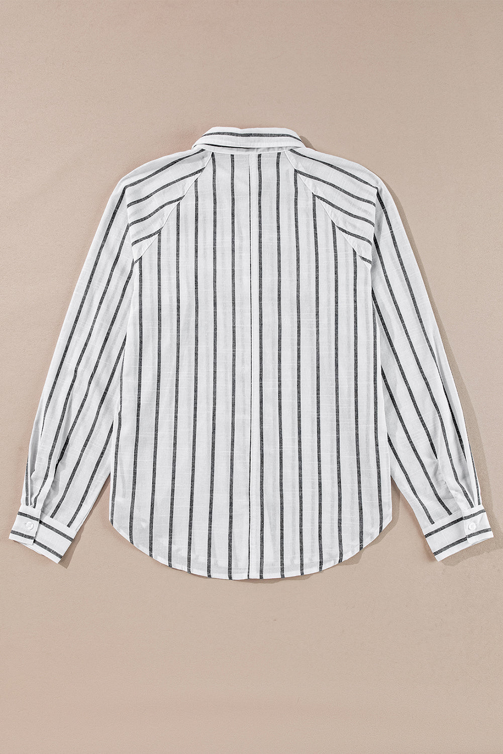 Black Stripe Chest Pocket Buttoned Oversized Shirt for Women