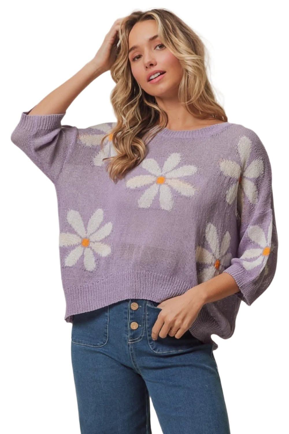 Floral elegance: The chic slit sweater by BiBi - Love Salve