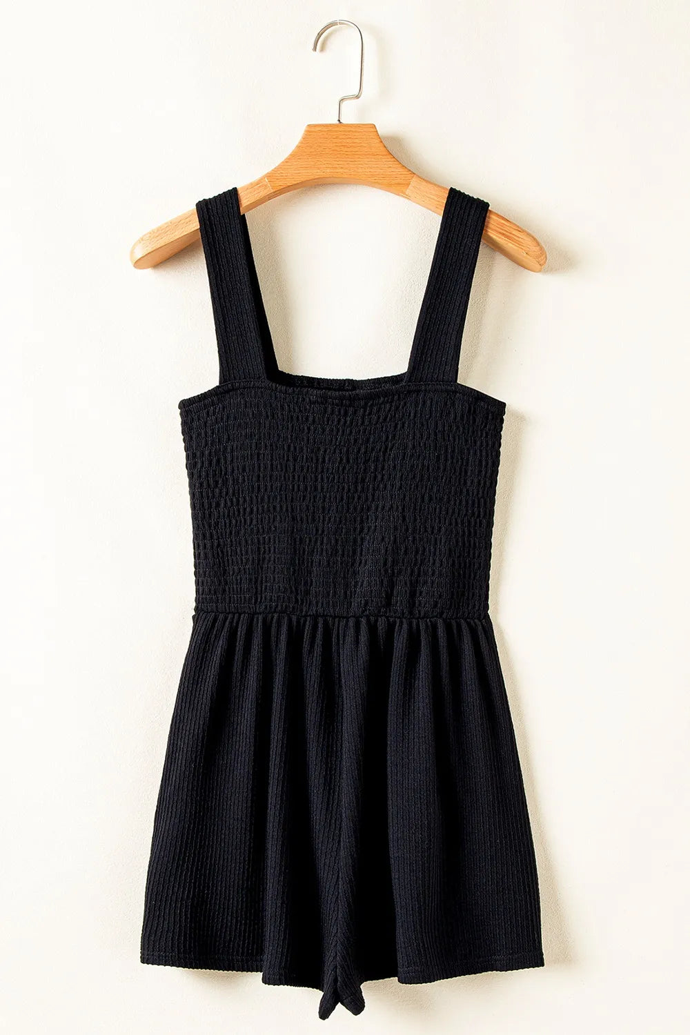 Smocked Bust Textured Knit Sleeveless Romper