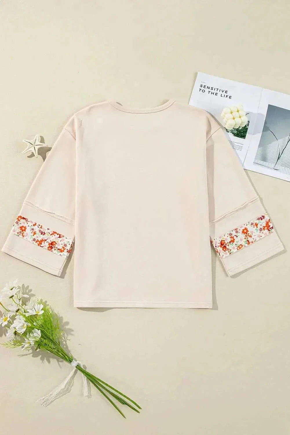 Floral blouse with slits and seams - Love Salve