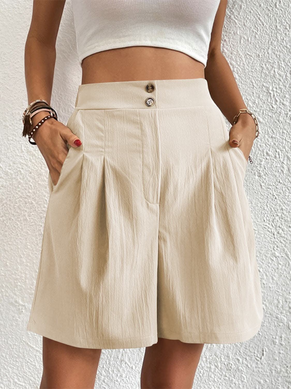 High-waisted pocket shorts for women - Love Salve