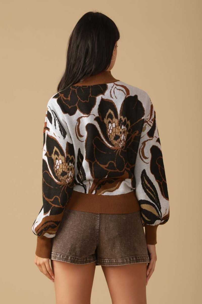 DARLING SENSATION JACQUARD SWEATER TOP - Love Salve